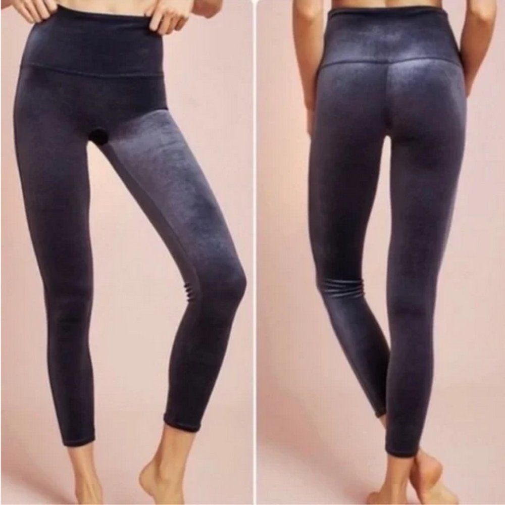 SPANX Velvet High Rise Leggings Tummy Control in Blue